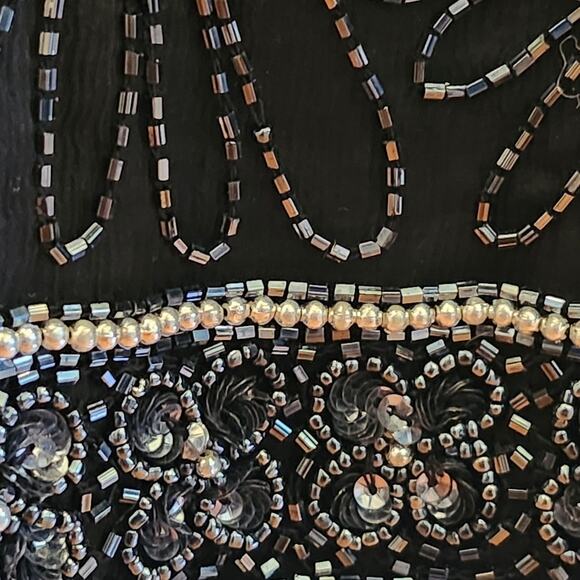 Black Hand Beaded Formal Gown with Iridescent Beads and Pearls Size 2 - Picture 6 of 12